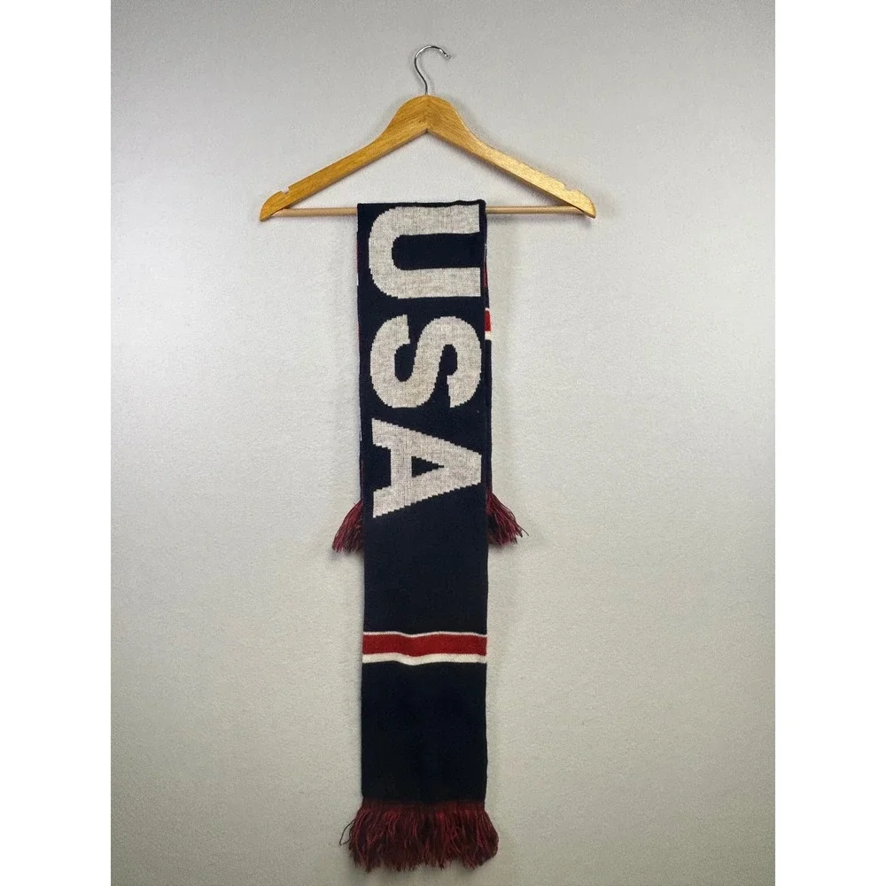 USA‎ Olympic Partner Knit Scarf Fringe Navy Red White